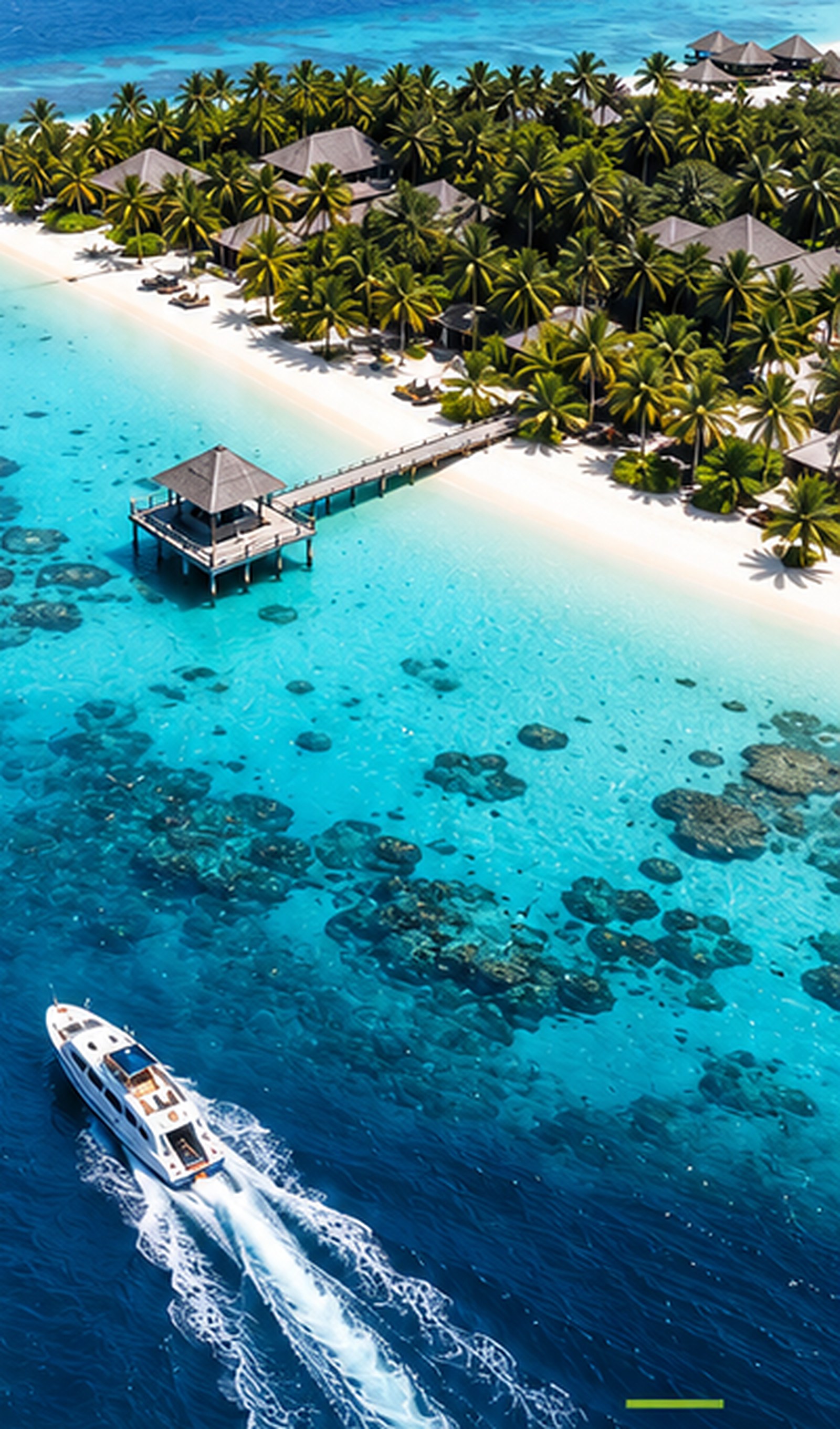 Aerial view of a Maldives island and reef
