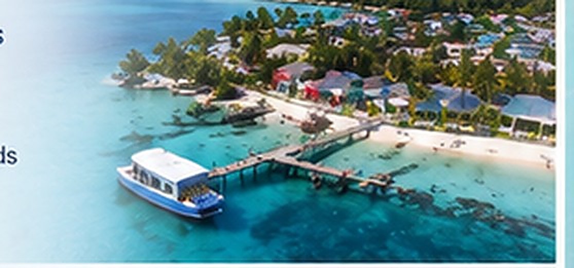 Aerial view of an inhabited Maldives island community